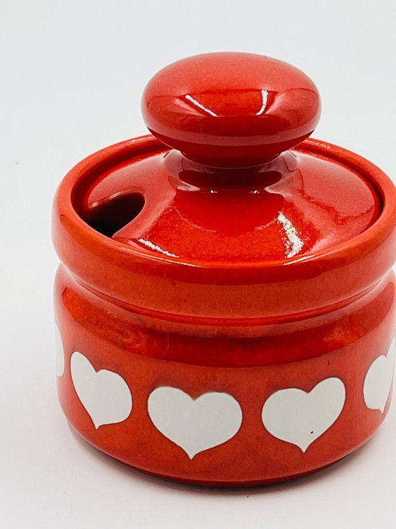 Image 1 of Vintage Waechtersbach mosterdpot met hartdecoratie
