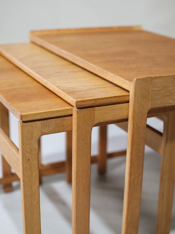Image 1 of Nesting tables oak side tables Danish vintage
