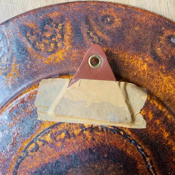 Large vintage enameled ceramic dish, Reiner Gehrig for Grünstadt, Table accessories, Orange (photo 9 of 13)
