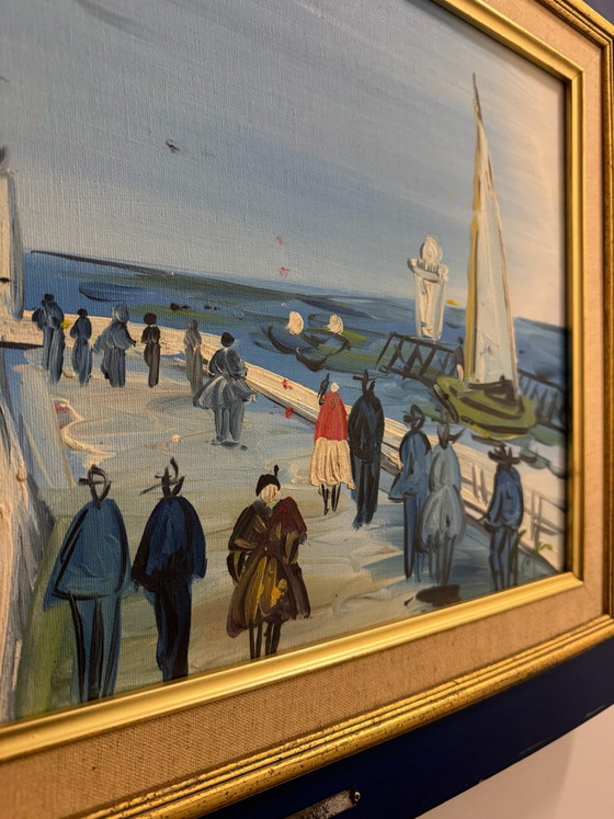 Tableau « Promenade » G.Raoux style Dufy, Peintures et dessins, Toile, Bois, Bleu (photo 11 sur 15)