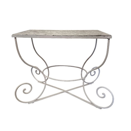 Table française avec plateau en pierre naturelle grise, 1ère moitié du 20e siècle