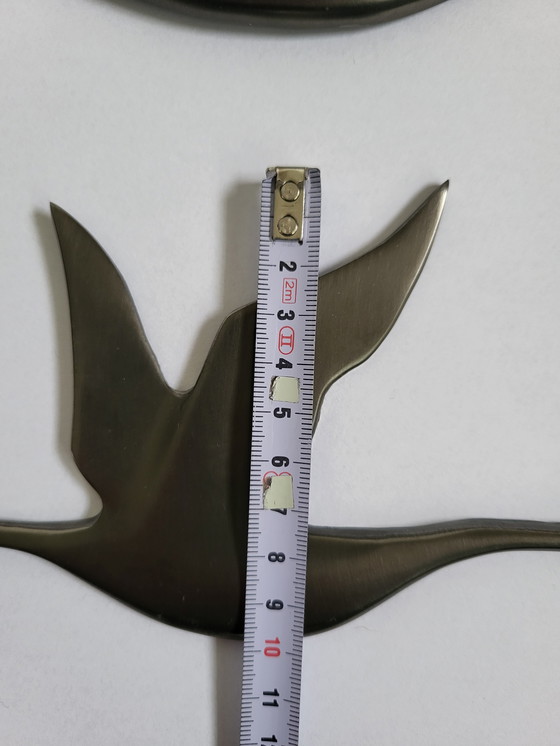 Image 1 of Mid century pewter wall birds (3)