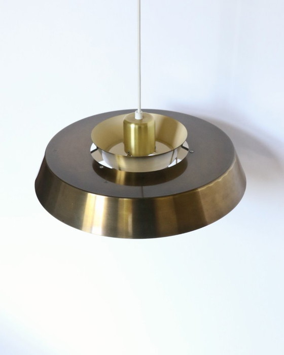 Image 1 of Vintage Danish brass pendant lamp Jo Hammerborg