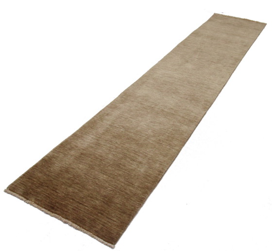 Image 1 of Tapis moderne Gabbeh Loom Unicolore noué à la main 342 X 75 cm Nouveau tapis