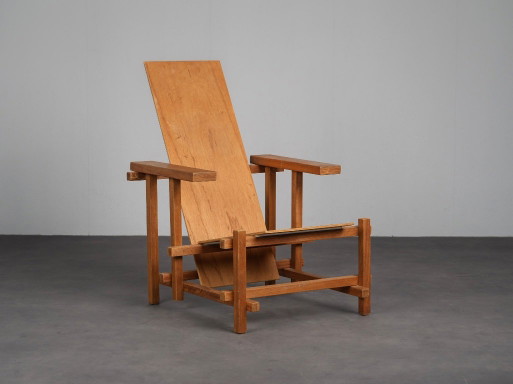 Fauteuil lounge moderniste dans le style de Gerrit Rietveld, Pays-Bas, années 1980 – Wood