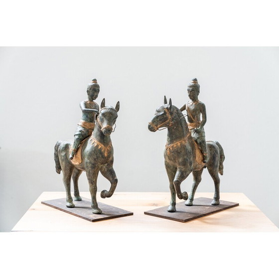 Image 1 of Pair of vintage bronze riders, 1920-1930