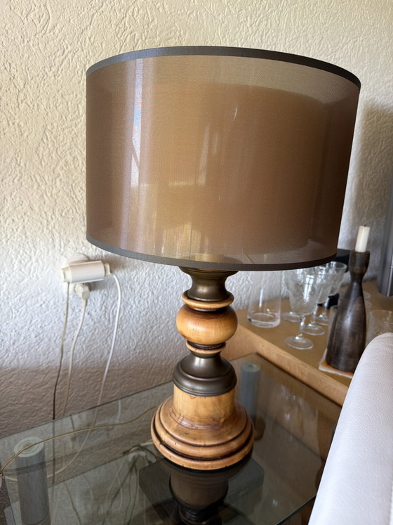 Antique table lamp 150 years old – vintage, Metal, Textile (photo 5 of 5)
