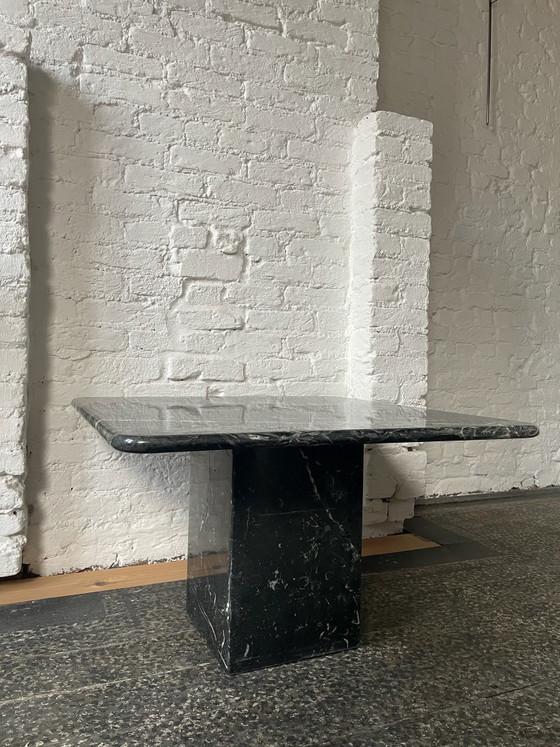 Marble postmodern Coffee table 70s, dark green. (photo 3 of 5)