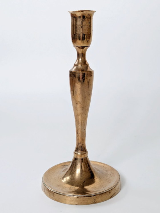 Image 1 of Set of 6 Vintage Brass Candleholders: Mixed-Height and Designs, Holiday Table