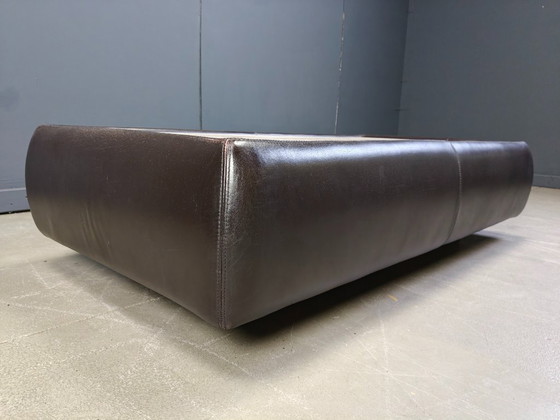 Image 1 of Tavolino da caffè in pelle e travertino, attr. Desede, anni '70