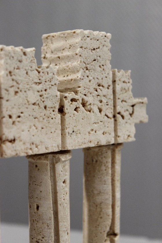 Image 1 of Sculpture vintage ruines acropole en travertin Italie 1970s