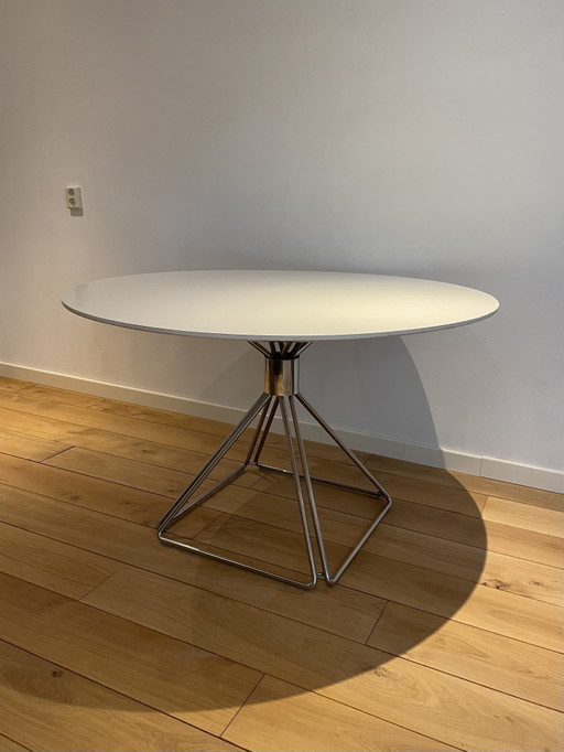 Iconische Delta Eettafel – Rudi Verelst Voor Novalux, België, Jaren ’70 – Chrome, Wood (photo 2 of 5)