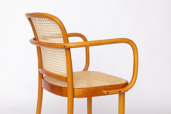 Image 1 of Ligna Armchair – 1950s/1960s Czechoslovakia, Bentwood Beech with New Rattan Cane, Josef Hoffmann Thonet Style Vintage Chair