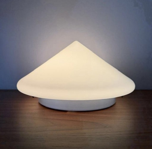 Minimalistische Nederlandse midcentury glazen inbouw/plafondlamp van Steinhauer Apeldoorn, jaren 80.