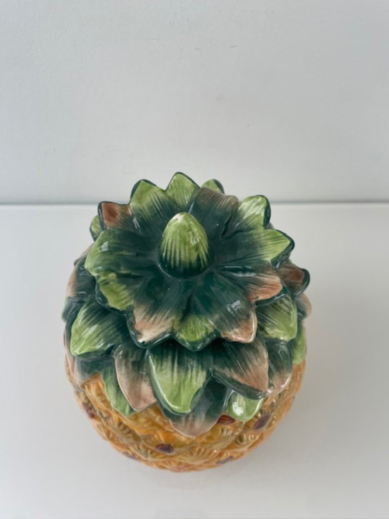 Image 1 of Keramieken ananas voorraadpot gekleurd 21 cm