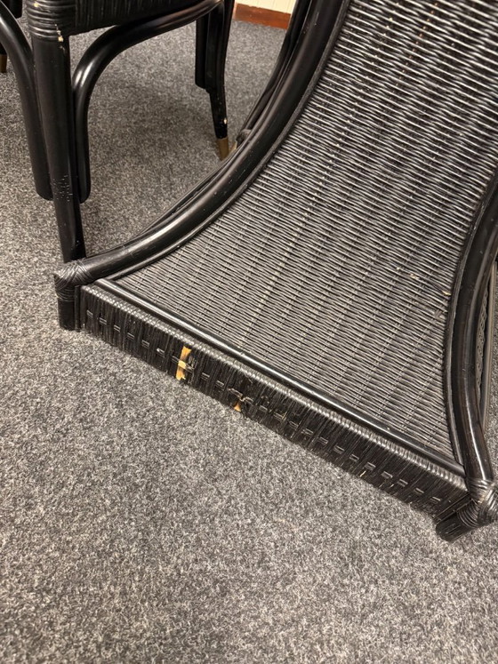 Image 1 of Ensemble de salle à manger vintage 5 pièces en bambou noir des années 1970