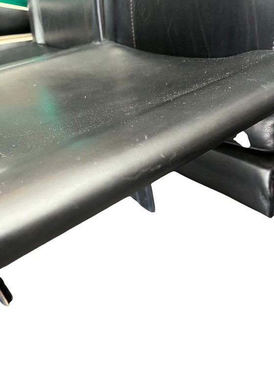 Image 1 of 6 schwarze Leder-Esszimmerstühle Carol von Carlo Bartoli für Matteo Grassi