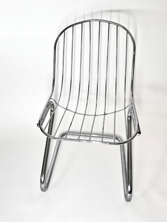 Image 1 of 1/2 sedie da pranzo vintage in metallo con cuscini in velluto marrone, Italia, 1970