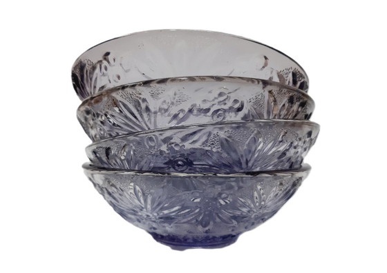 Image 1 of 4 x vintage paarse glazen dessertkommen