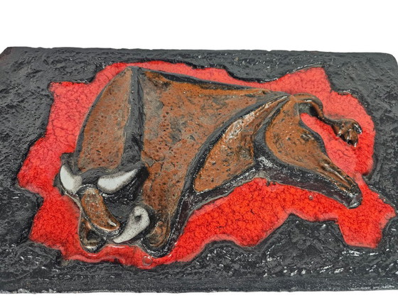 Image 1 of Ruscha keramik - tegel tableau - Stier - West Germany - 70's