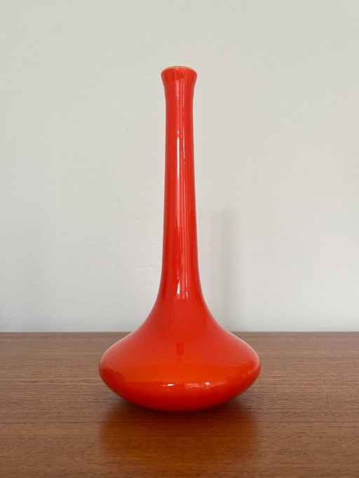 Orange Opaline Vase Italy 1970