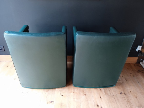 Image 1 of Twee club zetels - compact - lamsleder - donkergroen – design