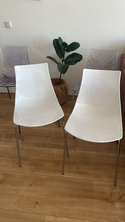 2 x CALLIGARIS Design Stoelen "ICE" - WIT- Italiaans Design - Set