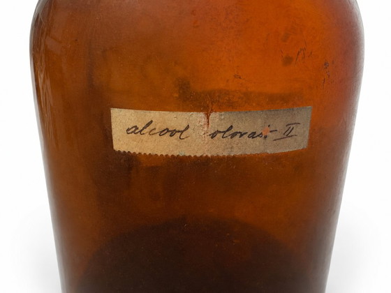 Amberkleurige glazen apothekersfles uit de eerste helft van de 20e eeuw. – Decoratieve objecten, Glass (photo 3 of 5)