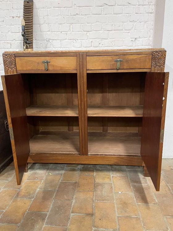 Buffet bas Art Déco, Marbre, Bois, Marron, Art Deco (photo 6 sur 7)