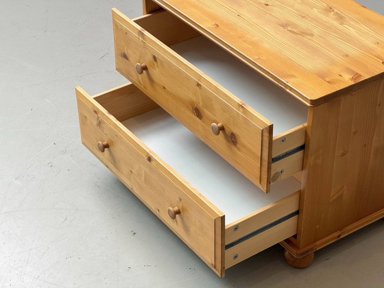Solid Pine Chest of Drawers with 2 Drawers, Country Style, 1990s, Sideboard, Wood, Beige (photo 3 of 15)