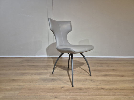 Image 1 of 4x Leolux Callas Chairs Dining - Grey - Leather New Condition
