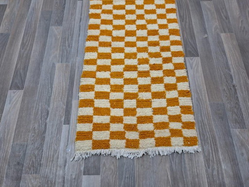 Alfombra de Lana Auténtica Tradicional Hecha a Mano Naranja y Blanca 75/300 Cm – Aime Té (photo 2 of 6)