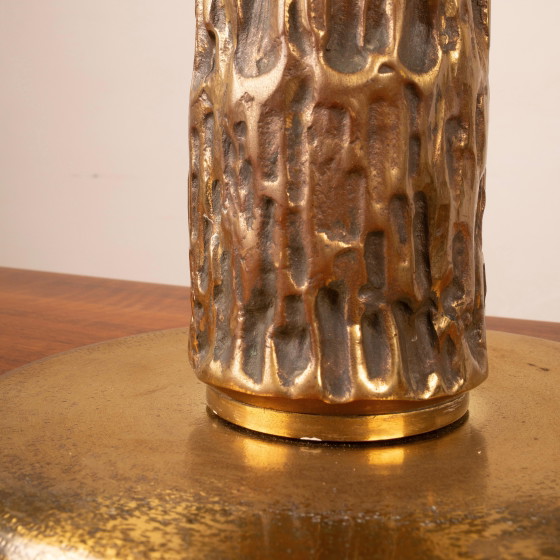 Luciano Frigerio Brutalistische italienische Messinglampe 1970 – Tischlampen, Brass, Italian Design (photo 14 of 18)