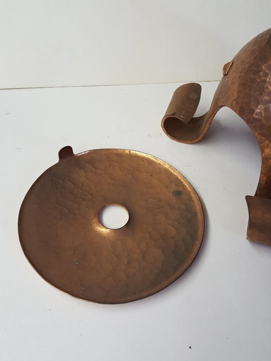 Image 1 of Candlestick, red copper, wrought iron, unique, 1940s-1944s