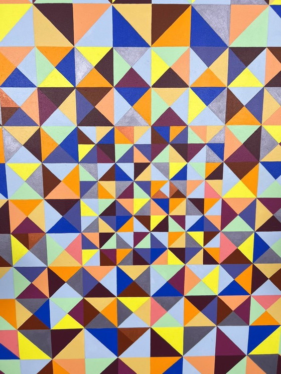 Image 1 of Lena László, acrylique sur toile, 'Exactly 299 triangles
