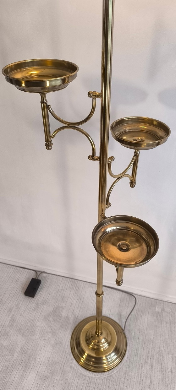 ✨💎 Rare Vintage Postmodern Gilded Brass Floor Light – 3 Saucers – 183 Cm 💎 ✨ (photo 15 of 20)
