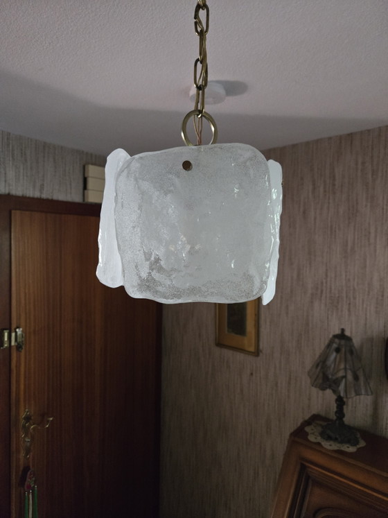 Original J.T. Kalmar 'Tulipan' Ice Glass Pendant Lamp (photo 5 of 6)