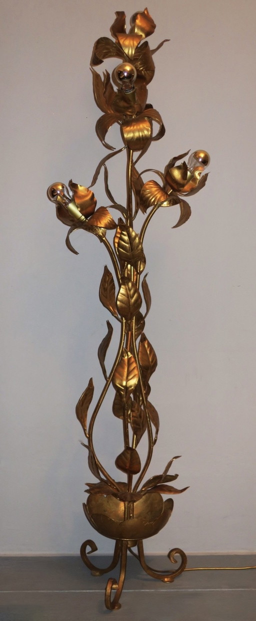 Gold-Plated Tree Floor Lamp attr.  Hans Kögl, 1970s