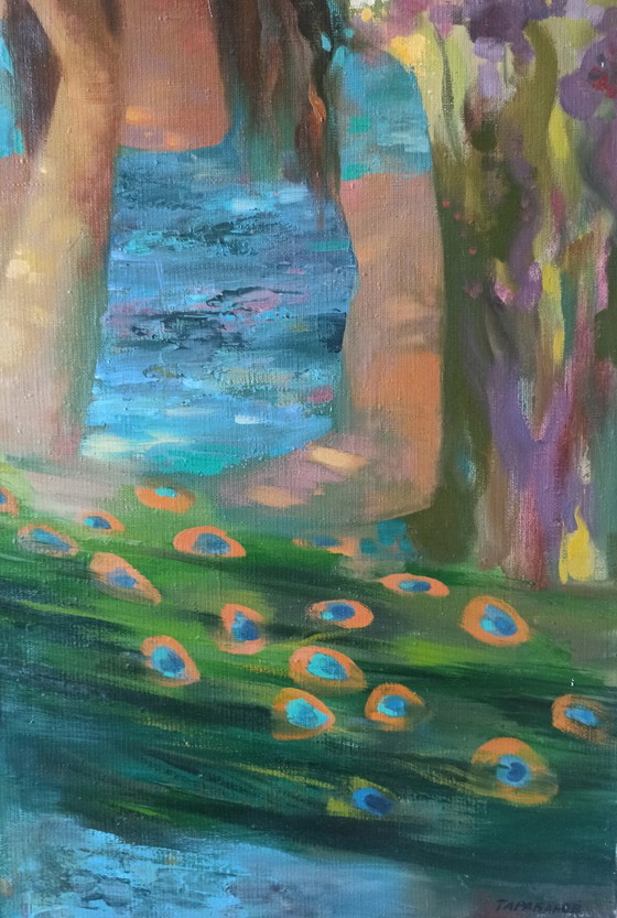 Peinture à l'huile originale abstraite figurative femme nature midi – Peintures et dessins, Canvas (photo 8 of 12)