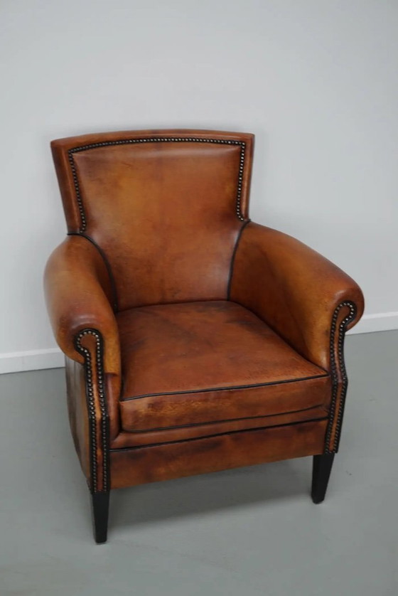 Image 1 of Vintage Nederlandse leren clubfauteuil in cognackleur