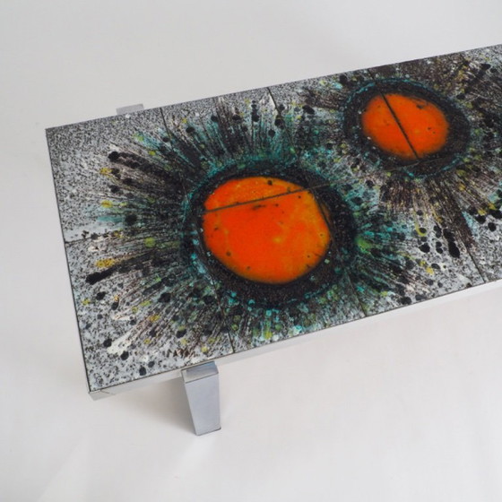 Image 1 of Mid-Century Modern Sunburst Tile Coffee Table
