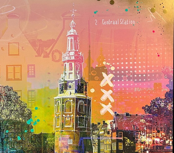 Image 1 of Farben von Amsterdam – Kunstwerk auf Dibond – 73 x 73 cm