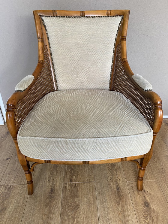 Image 1 of Vintage Faux Bamboo Giorgetti Fauteuil