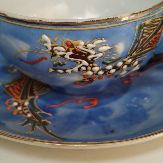 Image 1 of Juego de té japonés Dragonware para 6 personas – Juego decorado con Blue Moriage