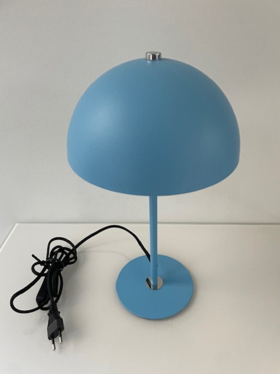 Image 1 of Modern light blue table lamp with dome shade