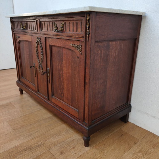 Image 1 of Vintage antique dresser chest of drawers bathroom furniture with marble top