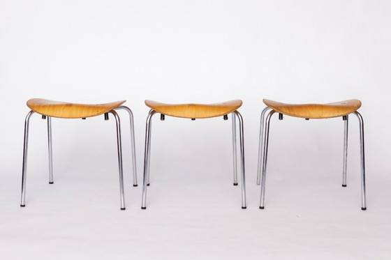 Image 1 of Juego de 6 taburetes Egon Eiermann SE68 - 1950s Mid Century Modern, Madera contrachapada de haya con patas de cromo pulido