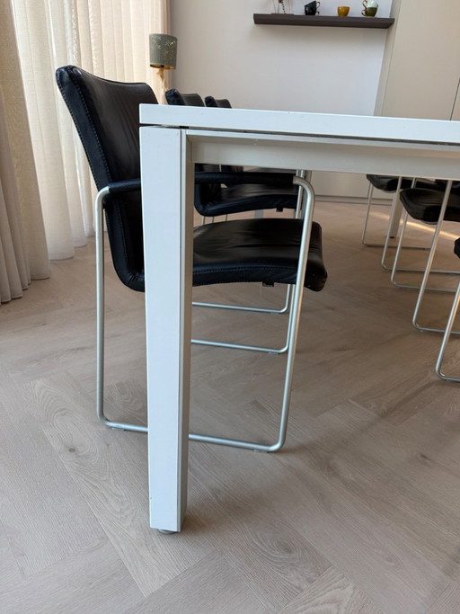 Tavolo da pranzo Leolux e 6 sedie da pranzo in pelle Leolux – eettafels, Leather, Metal (photo 2 of 7)