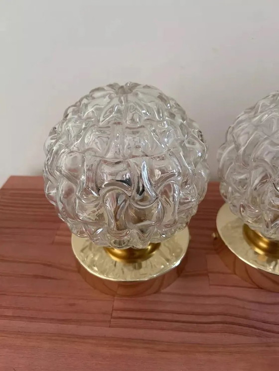 Image 1 of Pair Of Vintage Glass Globes Wall Sconces