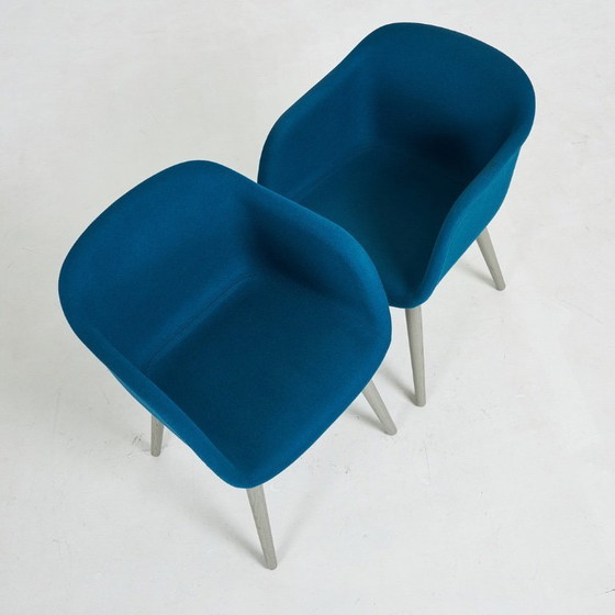 Image 1 of Iskos-Berlin for Muuto — “Fiber” Armchairs (Pair) — Grey Textile Upholstery — Contemporary Scandinavian Icons